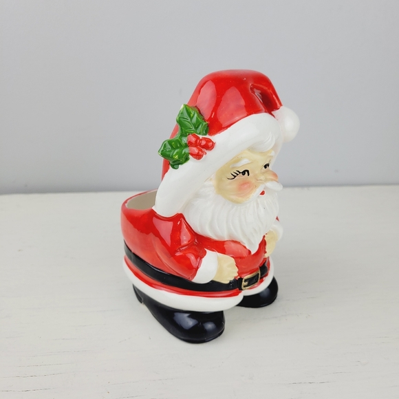 Vintage Christmas Santa Ceramic Planter Japan Handpainted 5.5" - Picture 3 of 12